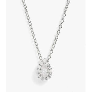 NORDSTROM Sterling Silver Cubic Zirconia Halo Pendant Necklace
